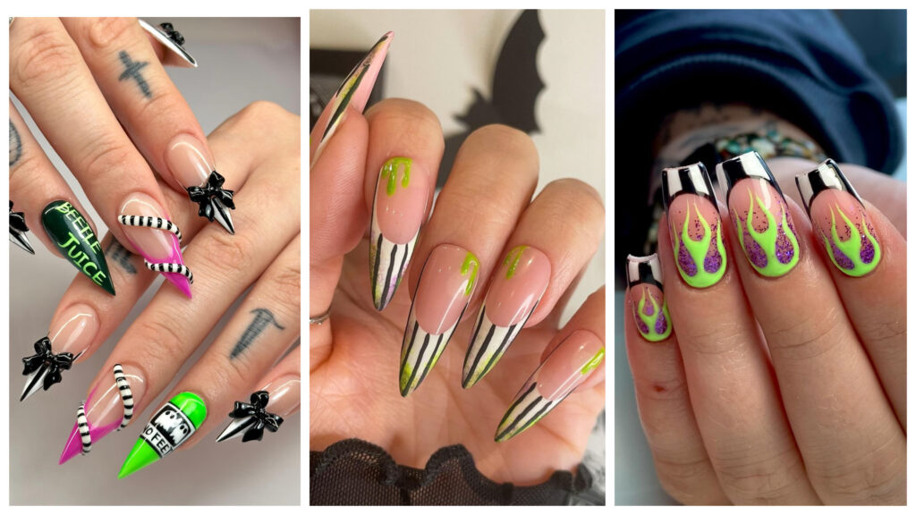 21 Deadly Chic Beetlejuice Halloween Nails That Are Bold, Bizarre, and Beautiful