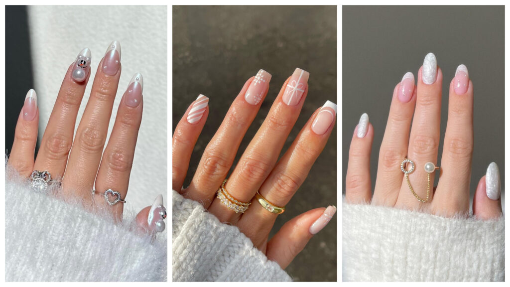 40 Dazzling White Christmas Nails Adorned With Sparkle, Snow & Holiday Glam